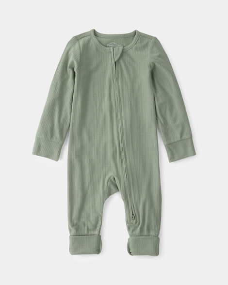 baby 2-way zip purelysoft sleep & play pajama - green