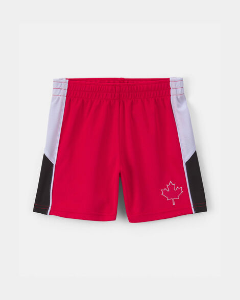 toddler umbro canada mesh soccer shorts - red/white/black