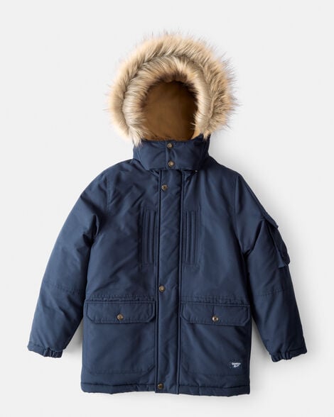 Kid Hooded Heavyweight Winter Jacket - Navy