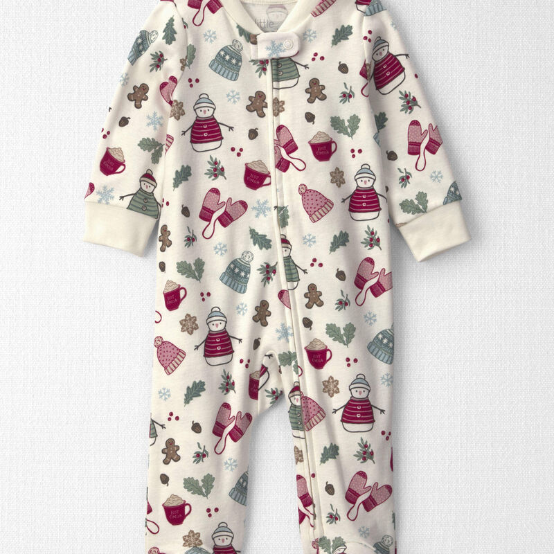 Baby Girl Organic Cotton Sleep & Play Pajamas in Winter Wonderland