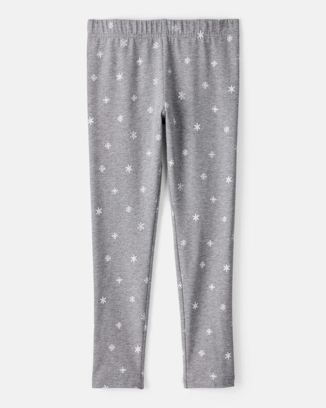 Product image 2 of Girls Snowflake Print Cotton Pull-On Stretch Leggings - Grey