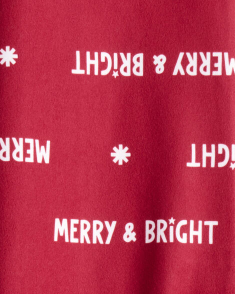 Kid Merry & Bright Christmas Print Loose Fit Pajama Bottoms - Red