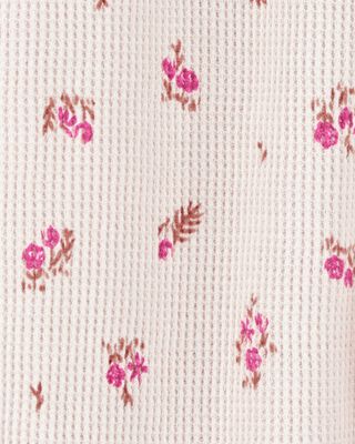 Product image 2 of Baby Floral 2-Way Zip Waffle Knit Sleep & Play Pajamas - Khaki