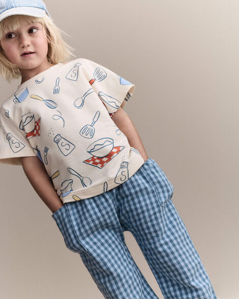 Toddler Dolman Tee in Baking Print - Cream