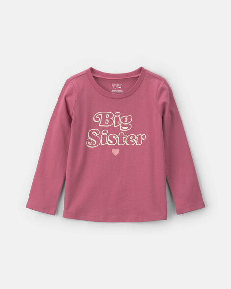 toddler girl 'big sister' long-sleeve graphic tee - pink