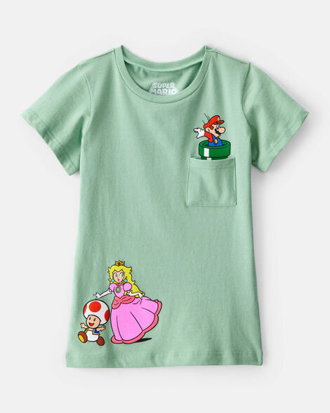 girls super mario bros™ princess peach short-sleeve graphic tee - green