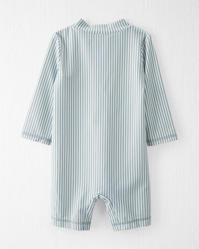 Baby Boy 2-Piece Beach Tropical Long-Sleeve Rashguard Trunk Set - Blue main image 1