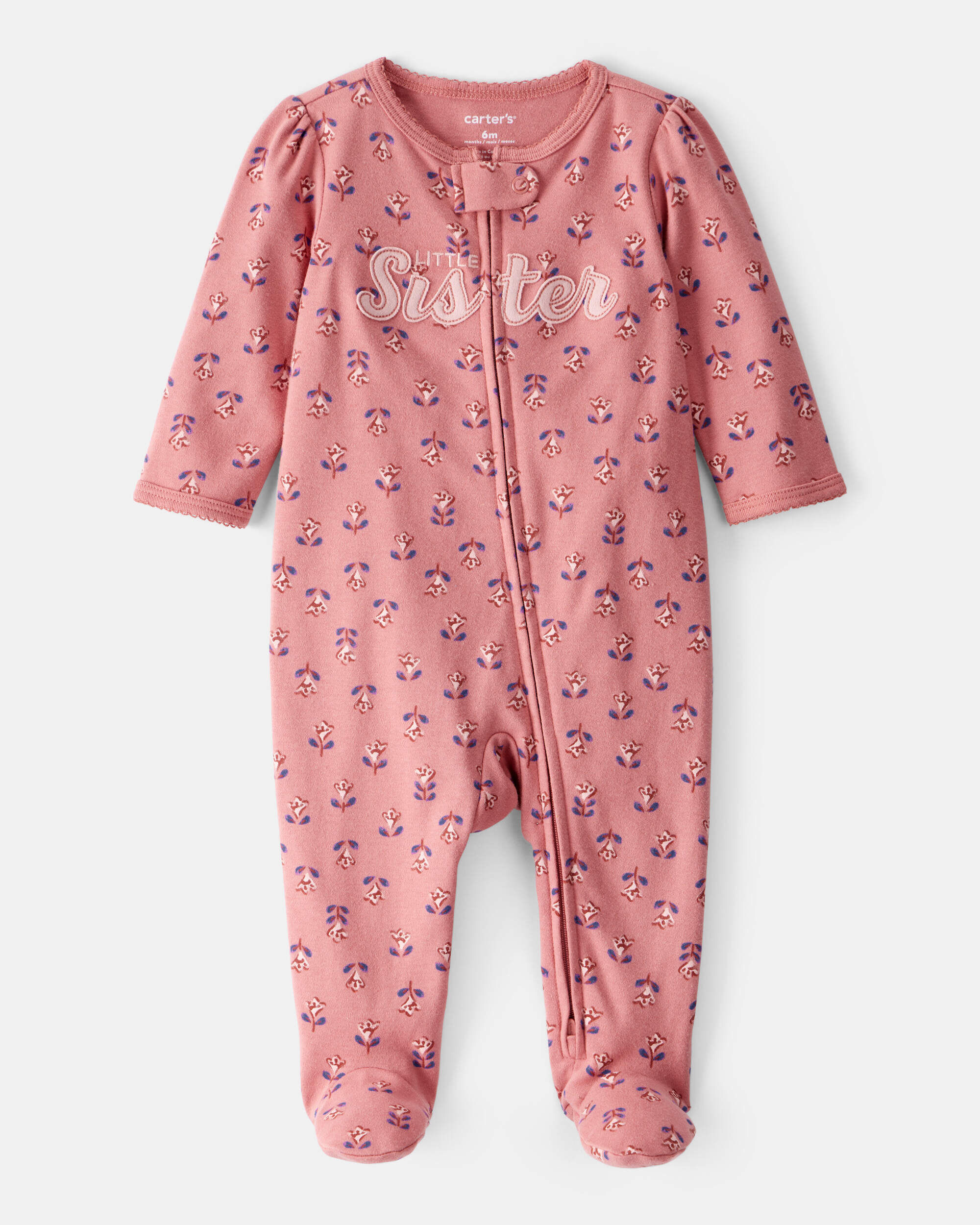 Baby Little Sister 2-Way Zip Cotton Sleep & Play Pajamas