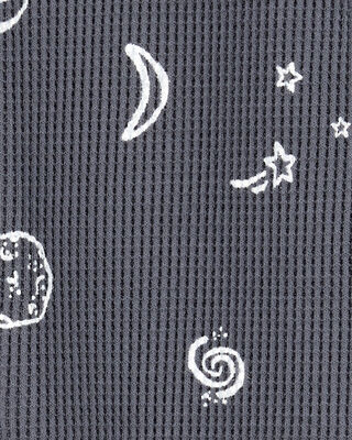 Product image 2 of Baby Space Print 2-Way Zip Waffle Knit Sleep & Play - Grey