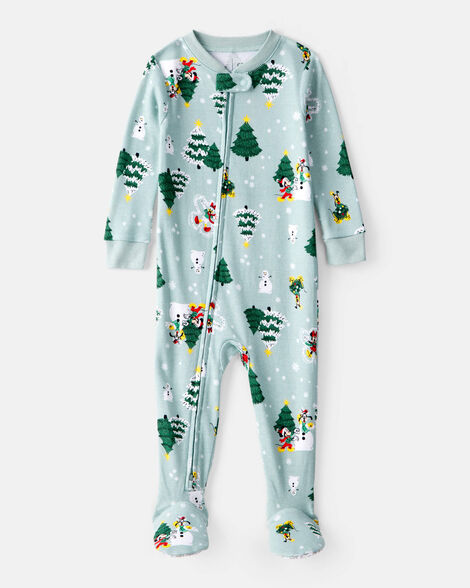 baby disney© mickey mouse 100% cotton long-sleeve snug fit 1-piece pajamas - blue