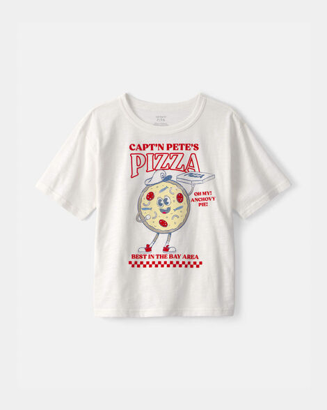 boys pizza graphic tee - white