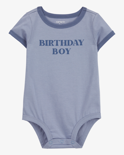 baby birthday boy short-sleeve bodysuit - blue