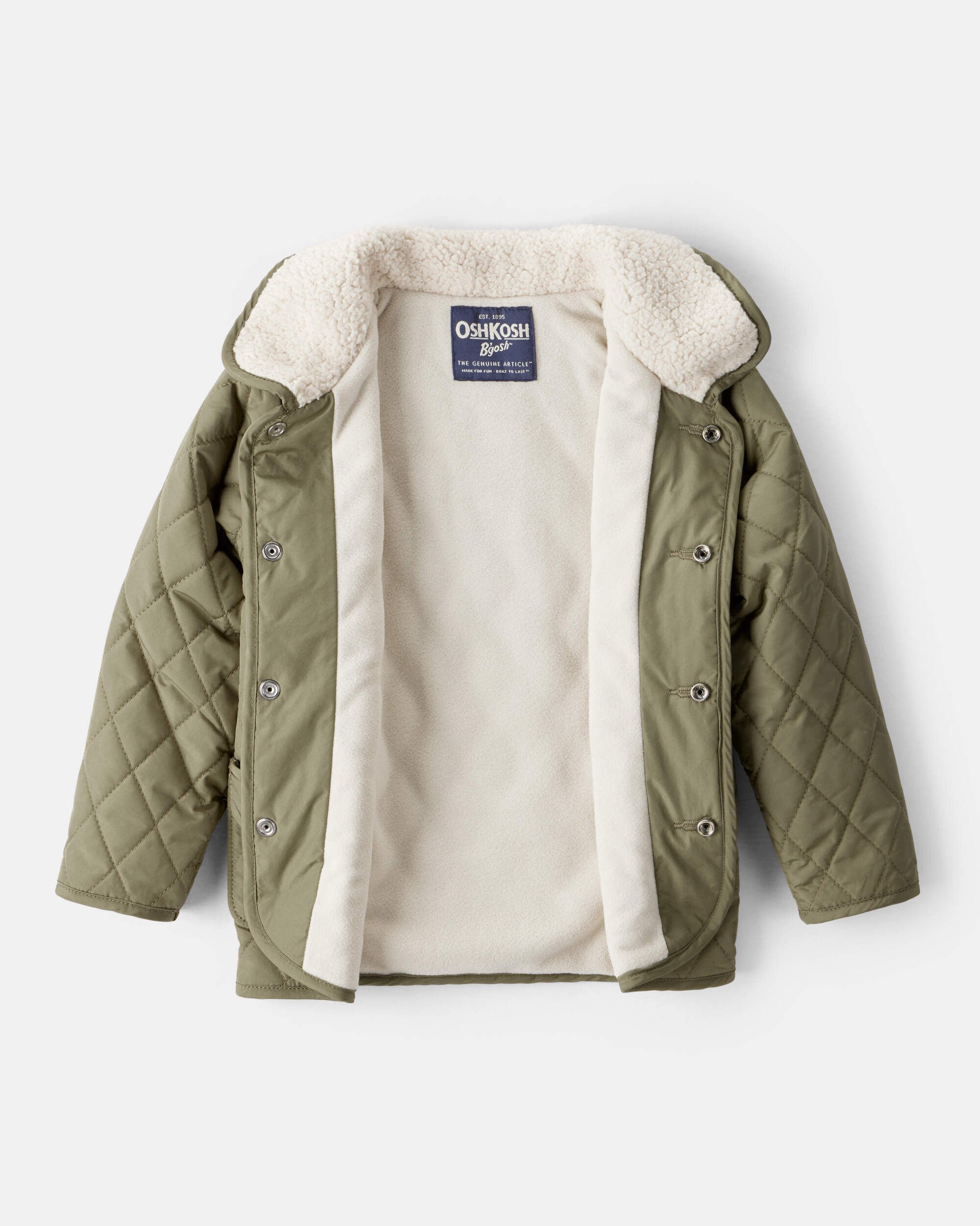 Toddler Boy Quilted Long-Sleeve Fashion Jacket - Olive