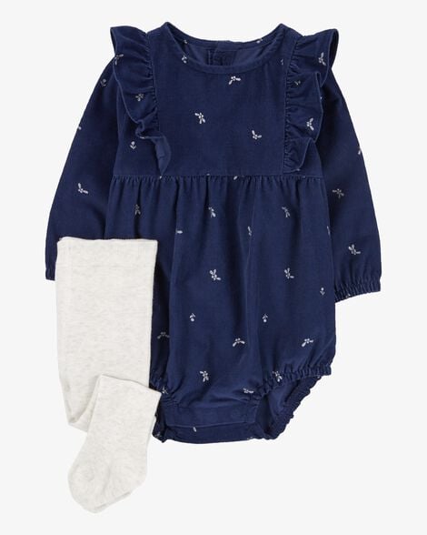 Product image 1 of Baby 2-Piece Corduroy Bubble & Tights Set