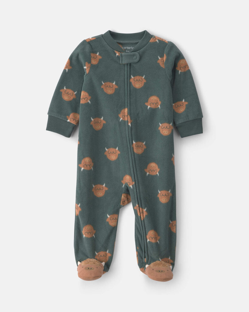 Carter's Baby Boys' 2-way Zip Footed Fleece Sleep & Play Pajamas - Green