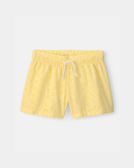 girls eyelet shorts - yellow