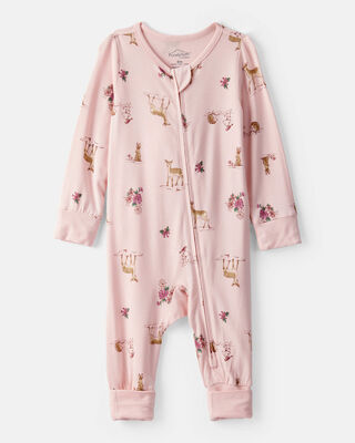 Product image 1 of Baby Girl Deer & Floral Print PurelySoft Sleep & Play - Pink