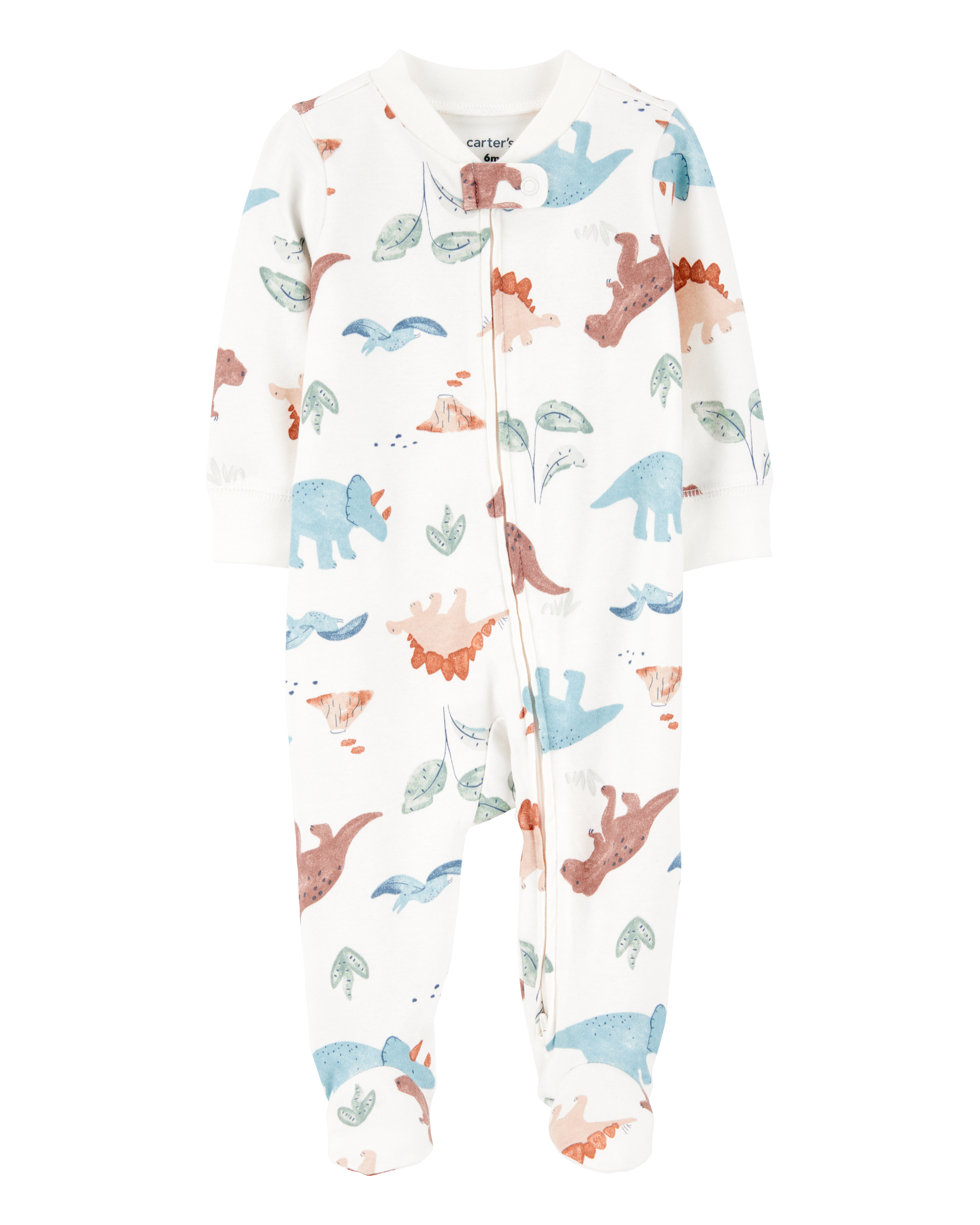 Baby Boy Dinosaur 2-Way Zip Cotton Sleep & Play Pajamas