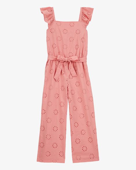 Product image 1 of Kid Eyelet Tie-Front Jumpsuit - Pink