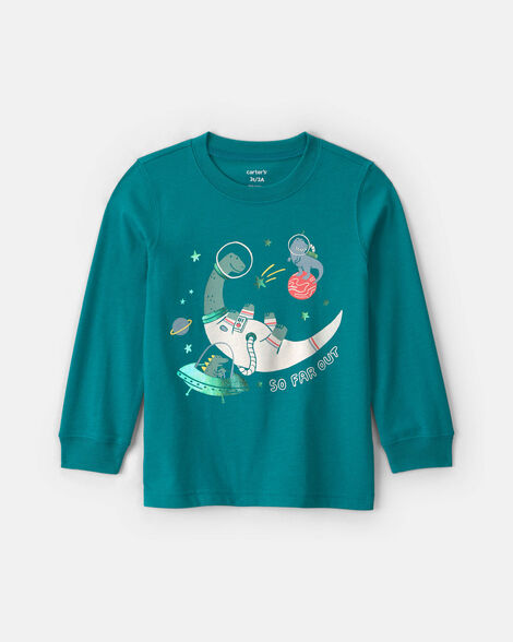 toddler boy 'space explorer' dinosaur long-sleeve graphic tee - green