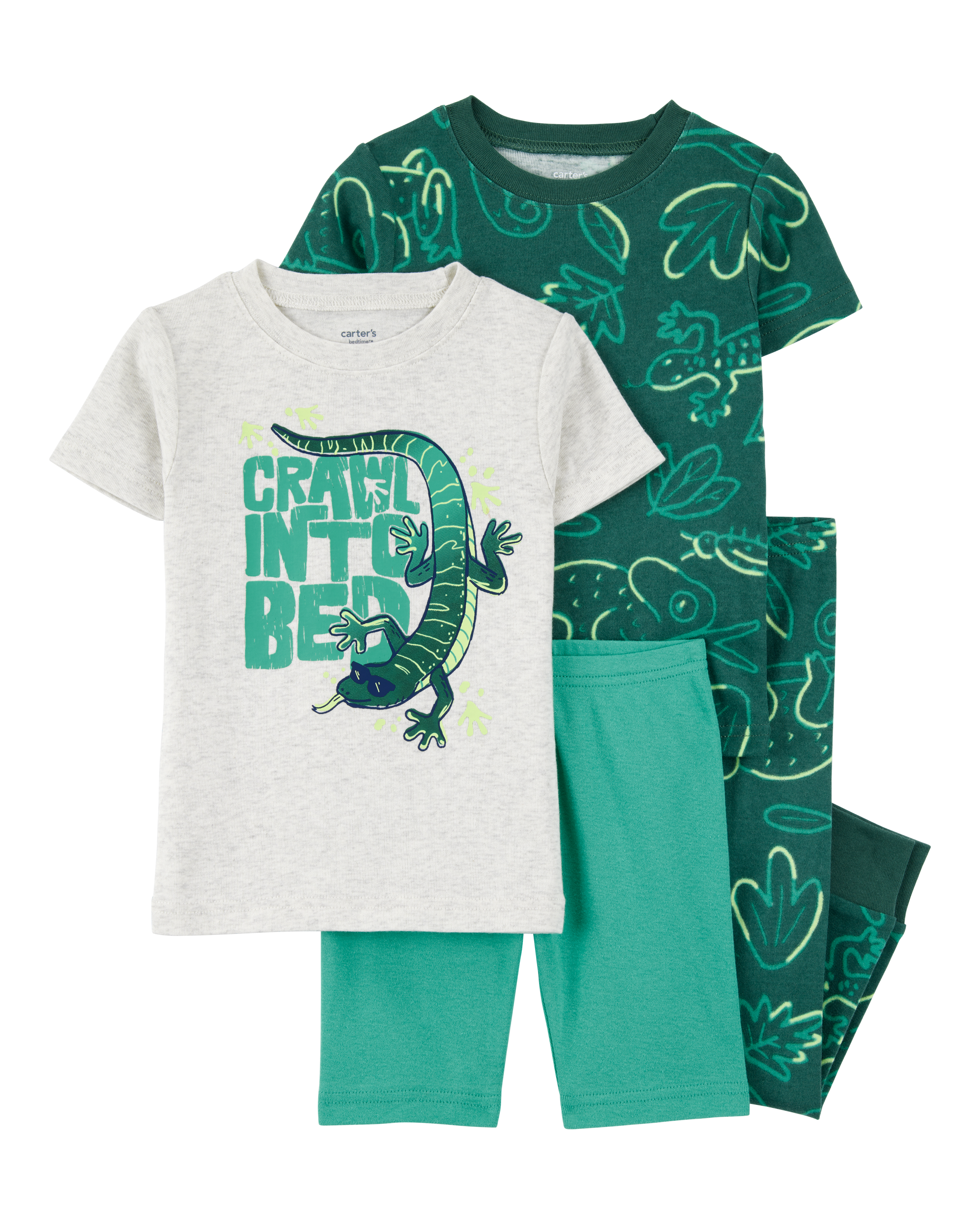Baby 4-Piece Lizard Cotton Blend Pajamas - Green