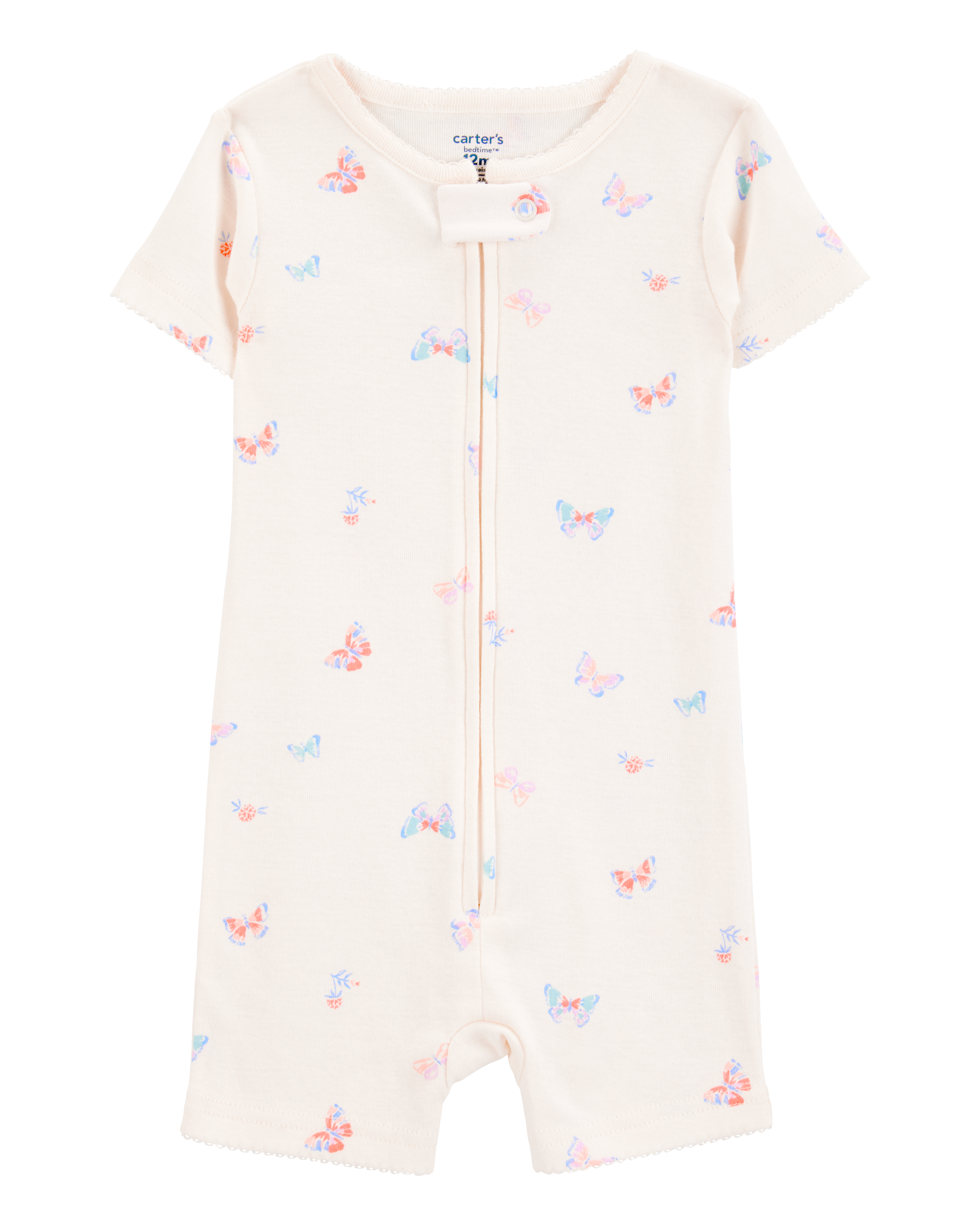 Baby 1-Piece Butterfly 100% Snug Fit Cotton Romper Pajamas - Ivory