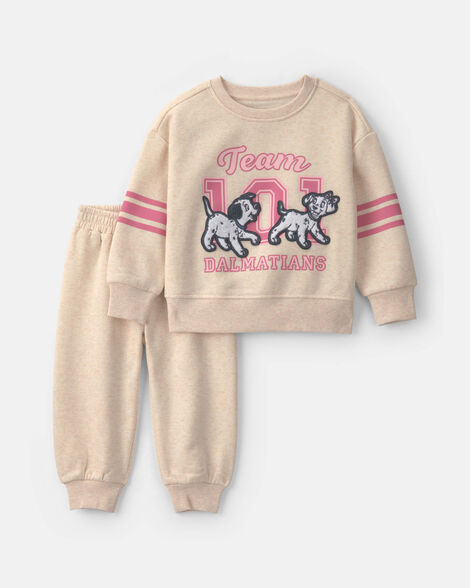 toddler girl 2-piece disney© 101 dalmatians top & pant set - cream