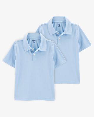 Product image 1 of Kid 2-Pack Pique Uniform Polo Shirts - Light Blue