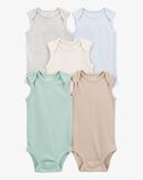 Baby 5-Pack Ocean Print Sleeveless Bodysuits