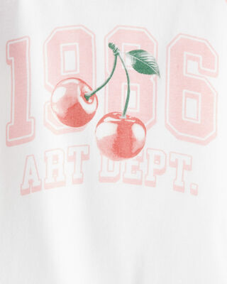 Product image 2 of Girls Cherry Short-Sleeve Graphic Tee - Ivory/Pink