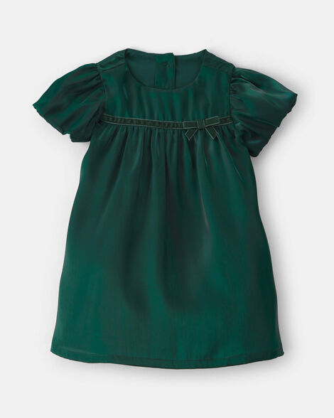 baby girl poplin short-sleeve dress - green