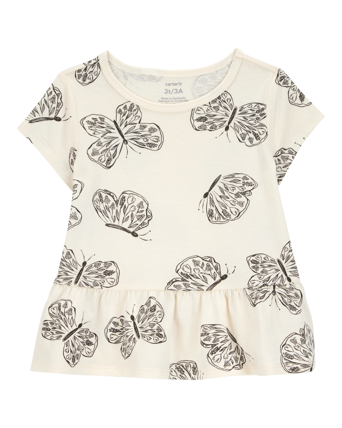 Butterfly Short-Sleeve Peplum Tee - Cream - Carter's | Carter's