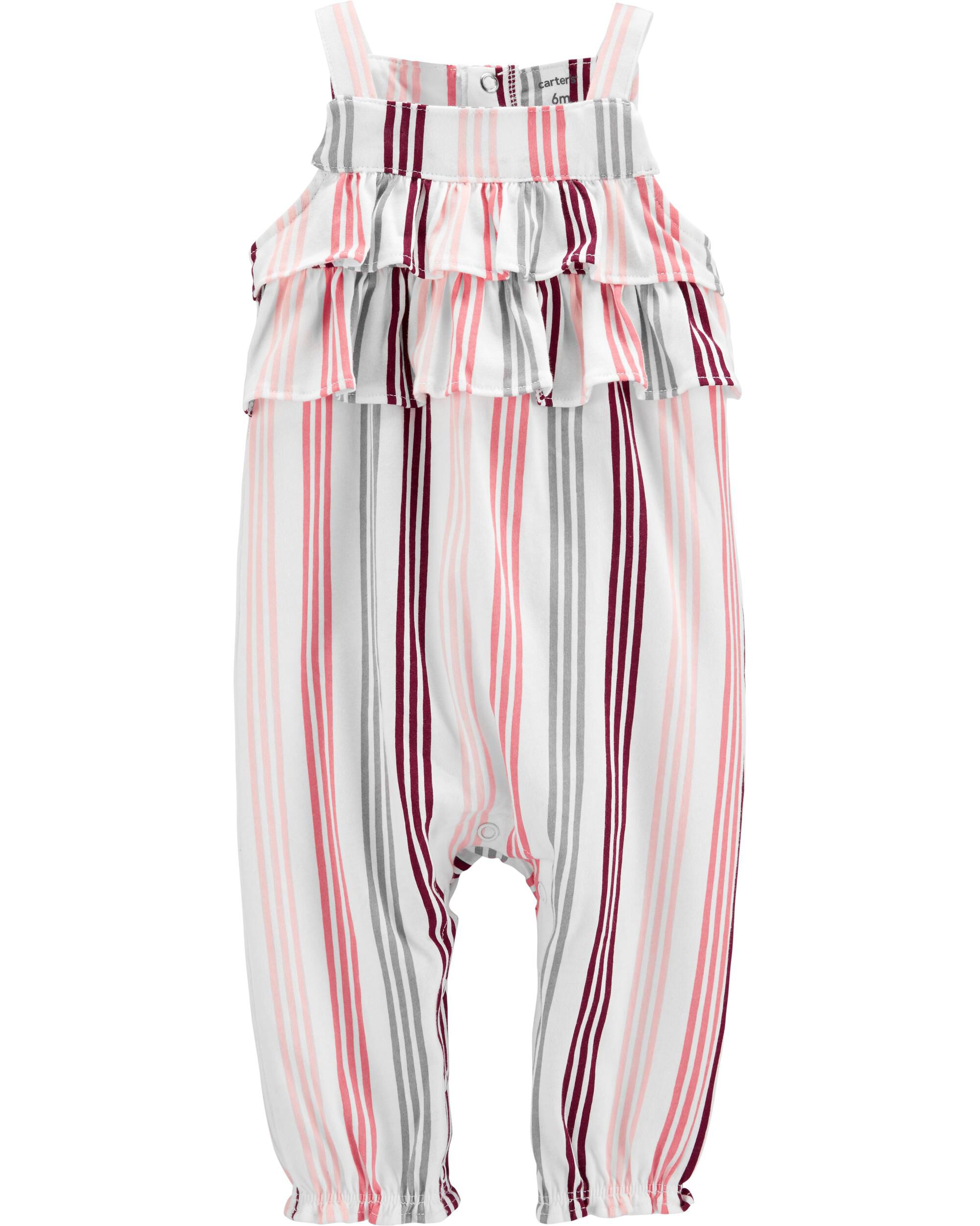Striped ruffle jumpsuit Clearance