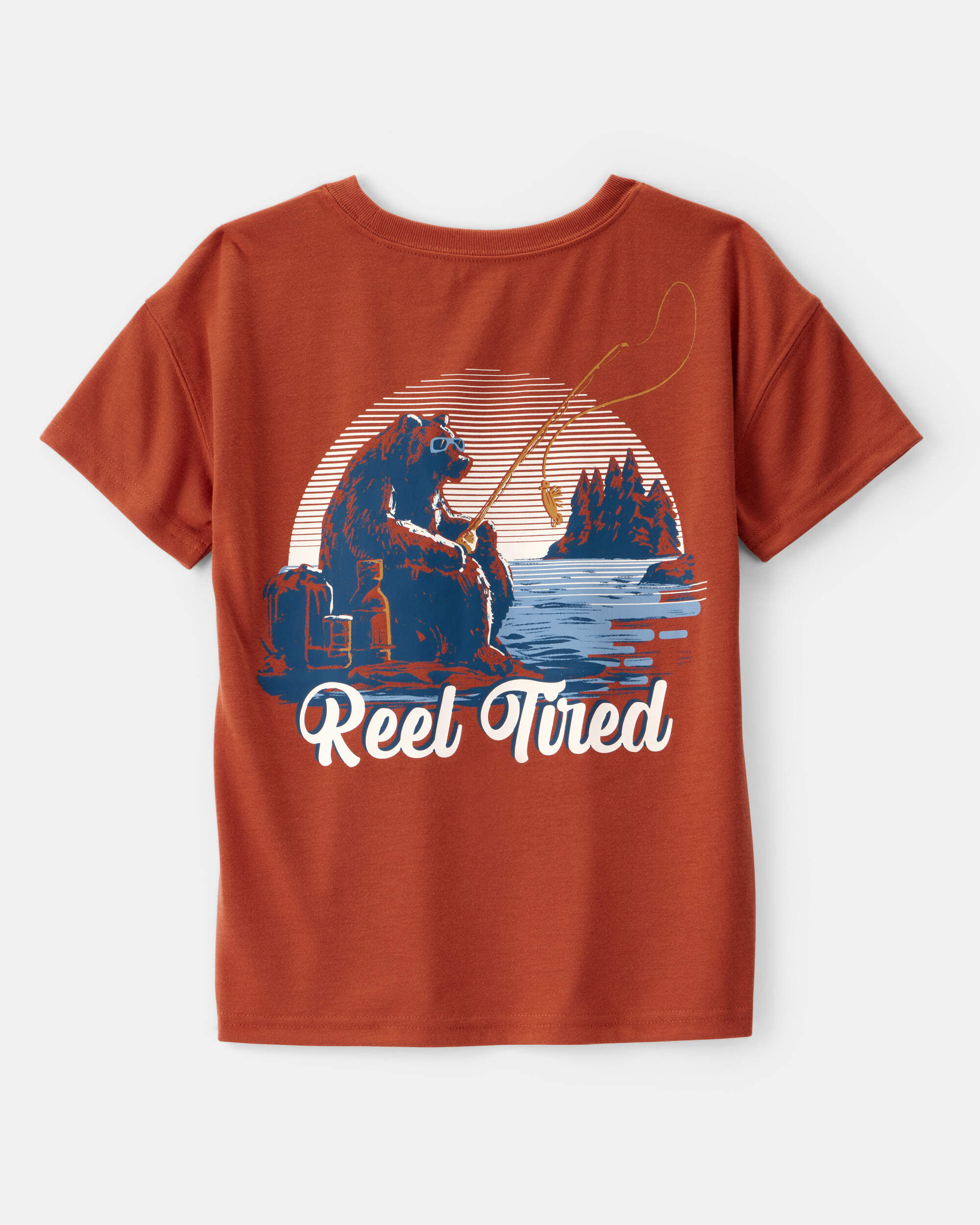 Boys 2-Piece Bear Fishing Loose Fit Pajamas - Red/Navy