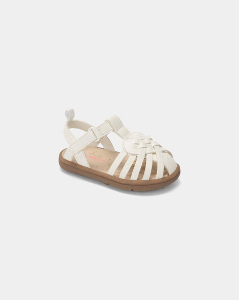 baby girl every step® first walker sandals - white