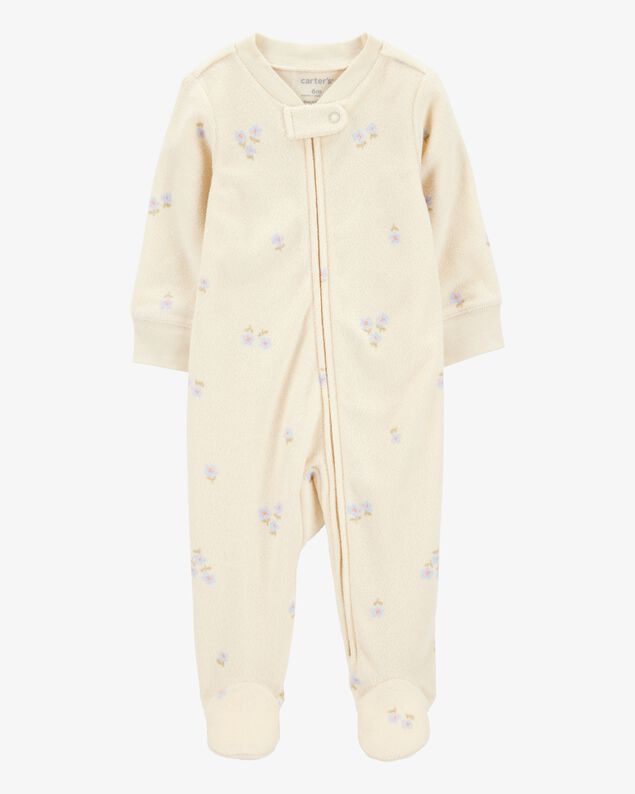 Product image 1 of Baby Floral Print 2-Way Zip Terry Sleep & Play Pajamas - Ivory