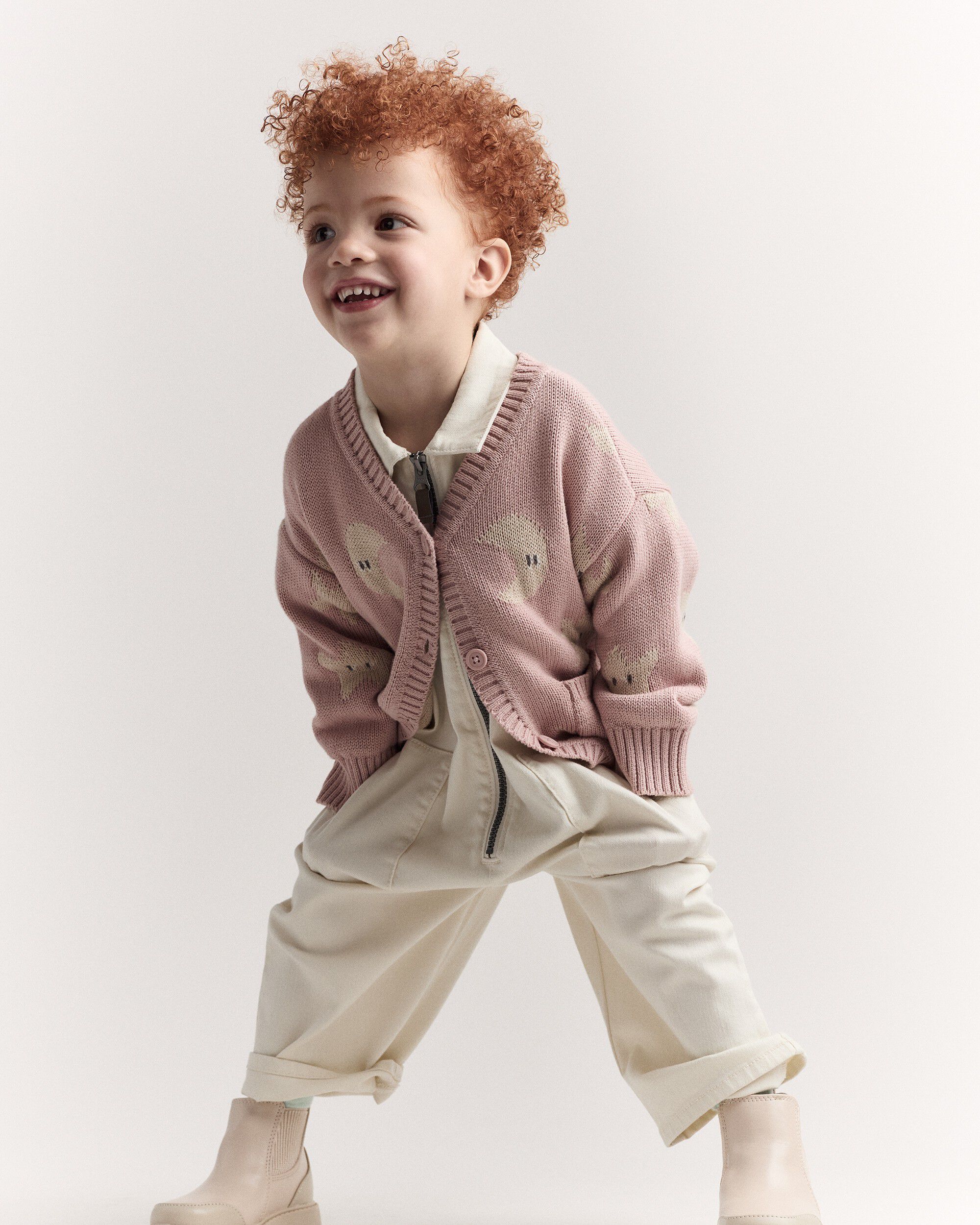 Toddler Girl Star & Moon Pocket Cardigan - Light Pink