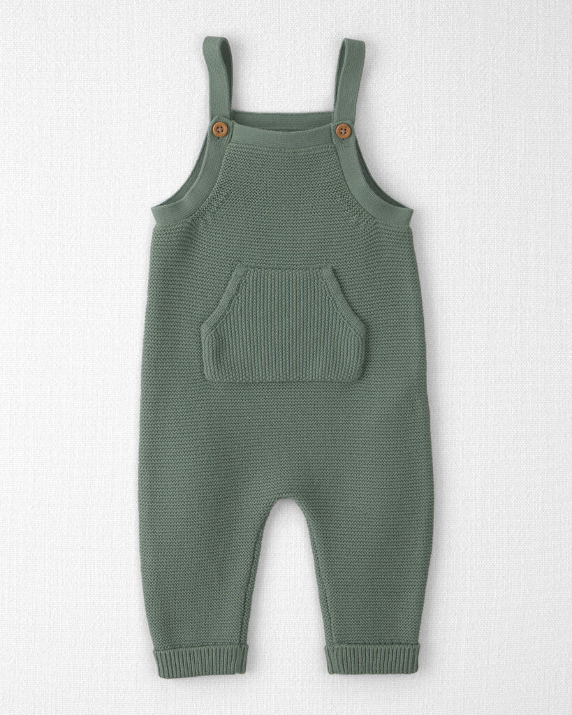 Little Planet by Carter's Baby Boys' or Baby Girls' Organic Cotton Sweater-Knit Sleeveless Overalls - Moss