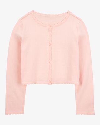 Product image 1 of Kid Scalloped Trim Cardigan Sweater - Pink