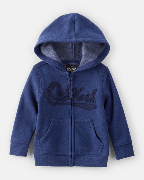 Toddler Boy Fleece Hooded Zip-Up Jacket - Navy