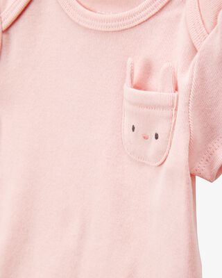 Product image 2 of 5-Pack Floral Bunny Short-Sleeve Cotton Bodysuits - Pink