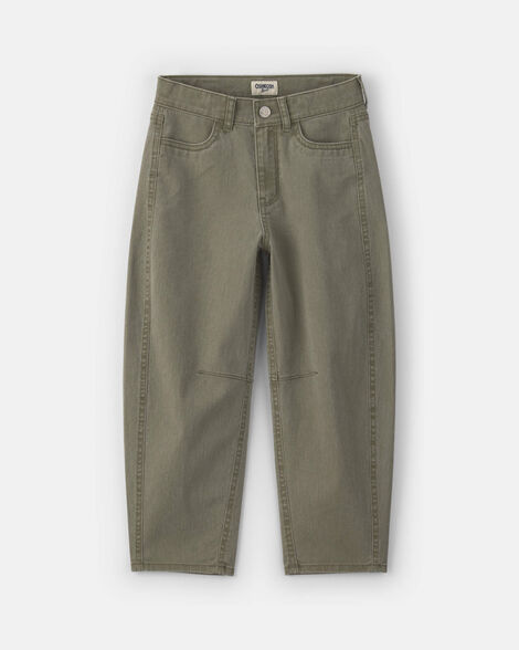 Girls Twill Barrel Jeans - Olive Green