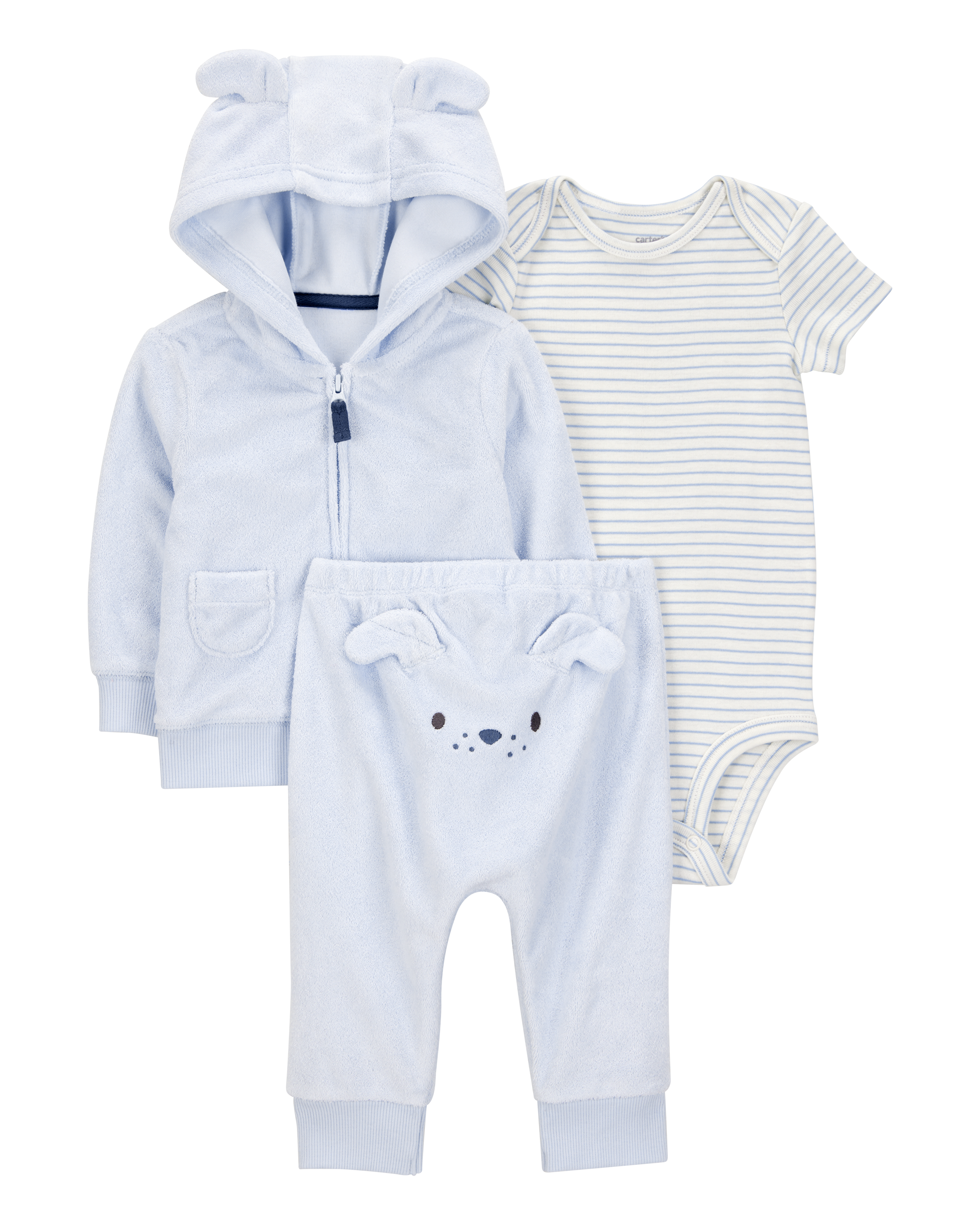 Baby 3-Piece Dog Little Cardigan Set - Blue