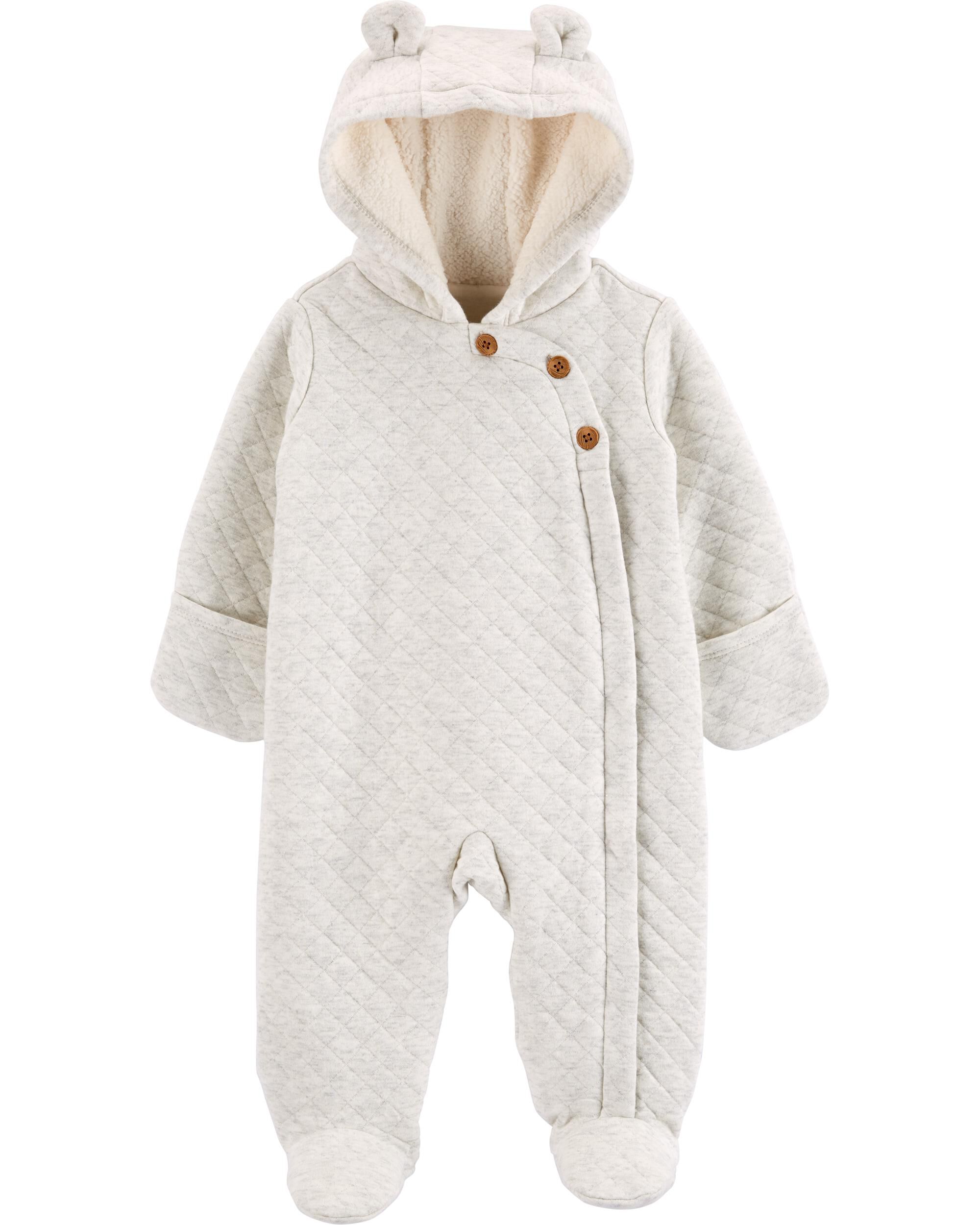 Ivory Baby Sherpa-Lined Hooded Pram 