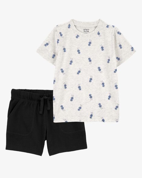  Product image 1 of Toddler 2-Piece Race Car Print Tee & French Terry Shorts Set