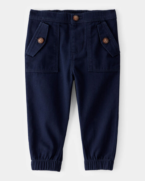 Baby Boy Twill Joggers - Navy