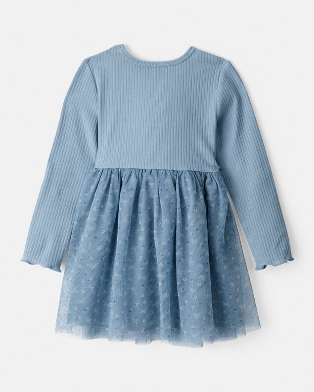 Product image 2 of Toddler Girl Floral Print Long-Sleeve Dress - Blue