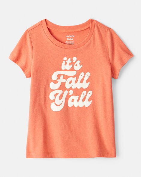 toddler girl it's fall y'all short-sleeve graphic tee - orange