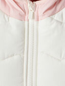 Baby Girl 2-Piece Color Block Hooded Snowsuit Jacket & Bib Set - Pink/Red