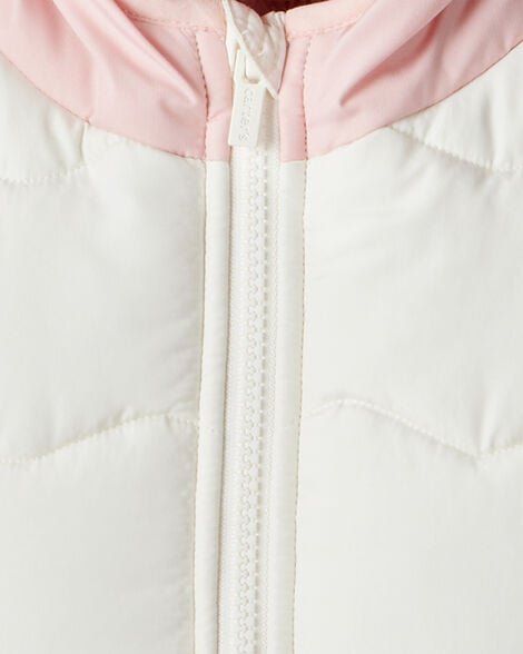 Baby Girl 2-Piece Color Block Hooded Snowsuit Jacket & Bib Set